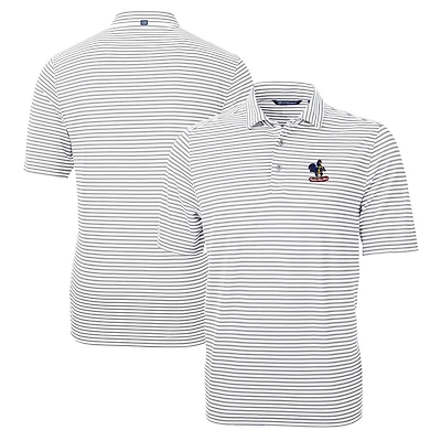 Men's Cutter & Buck Gray Delaware Fightin' Blue Hens Big & Tall Team Logo Virtue Eco Pique Stripe Recycled Polo