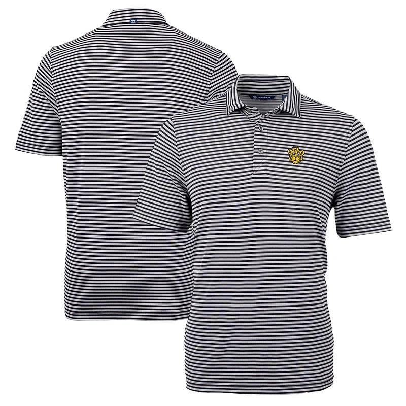 Men's Cutter & Buck Black Missouri Tigers Big & Tall Team Logo Virtue Eco Pique Stripe Recycled Polo
