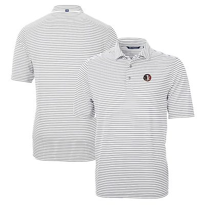 Men's Cutter & Buck Gray Florida State Seminoles Big & Tall Team Logo Virtue Eco Pique Stripe Recycled Polo