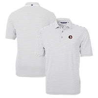 Men's Cutter & Buck Gray Florida State Seminoles Big & Tall Team Logo Virtue Eco Pique Stripe Recycled Polo