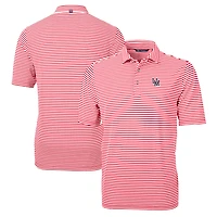 Men's Cutter & Buck Red Ole Miss Rebels Big & Tall Team Logo Virtue Eco Pique Stripe Recycled Polo