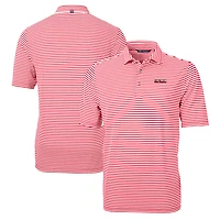 Men's Cutter & Buck Red Texas Tech Red Raiders Big & Tall Team Logo Virtue Eco Pique Stripe Recycled Polo