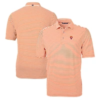 Men's Cutter & Buck Orange Virginia Tech Hokies Big & Tall Team Logo Virtue Eco Pique Stripe Recycled Polo