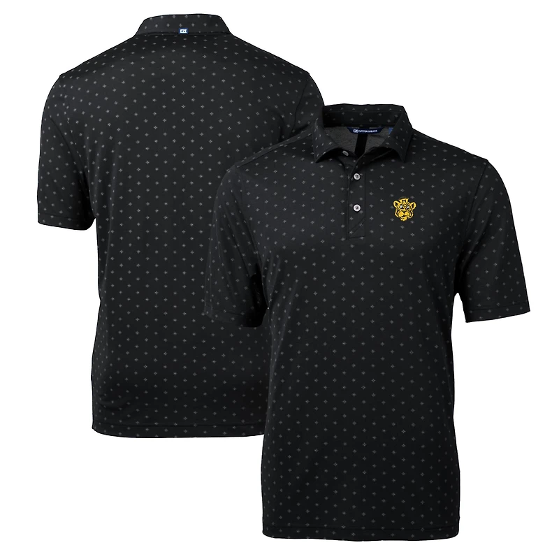 Men's Cutter & Buck Black Missouri Tigers Team Big & Tall Virtue Eco Pique Tile Print Polo