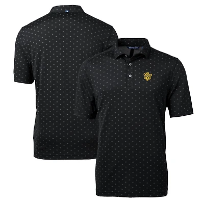 Men's Cutter & Buck Black Missouri Tigers Team Big & Tall Virtue Eco Pique Tile Print Polo