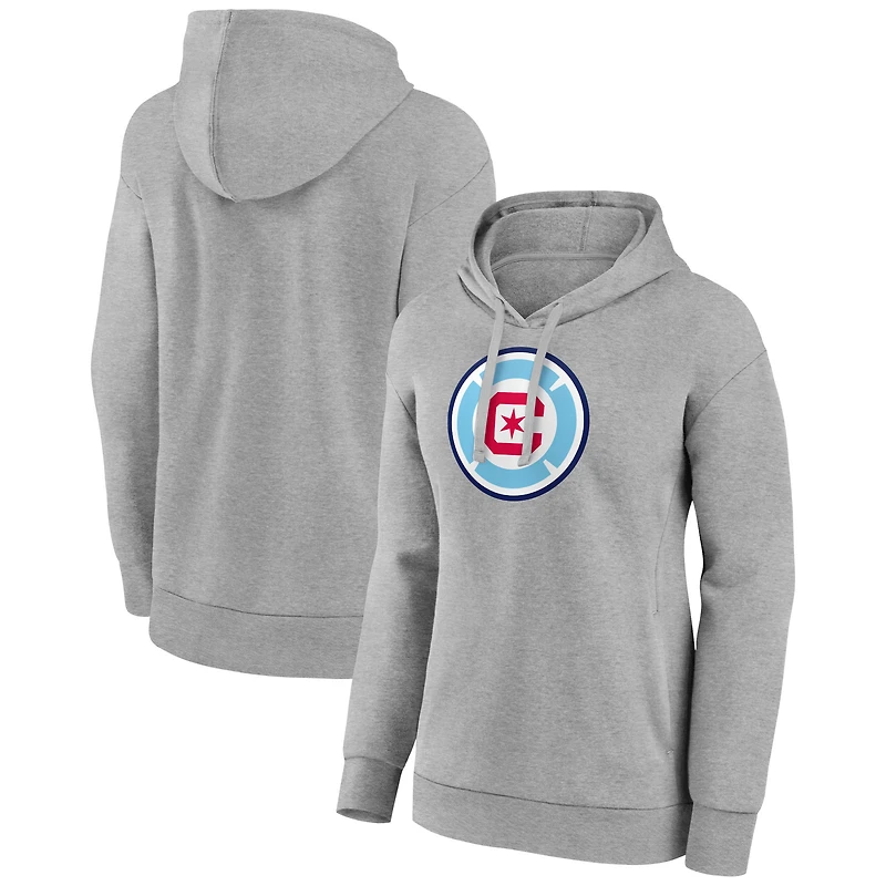 Women's Gray Chicago Fire Official Logo Pullover Hoodie