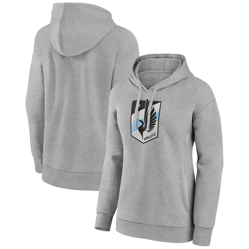 Women's Gray Minnesota United FC Official Logo Pullover Hoodie