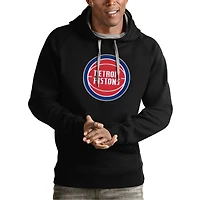 Men's Antigua Black Detroit Pistons Team Logo Victory Pullover Hoodie