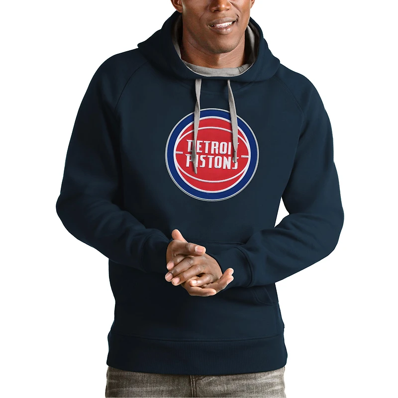 Men's Antigua Navy Detroit Pistons Team Logo Victory Pullover Hoodie