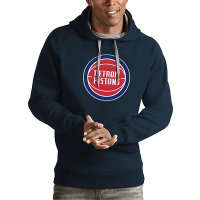 Men's Antigua Navy Detroit Pistons Team Logo Victory Pullover Hoodie