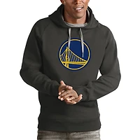 Men's Antigua Charcoal Golden State Warriors Team Logo Victory Pullover Hoodie