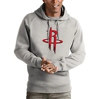 Men's Antigua Heather Gray Houston Rockets Team Logo Victory Pullover Hoodie
