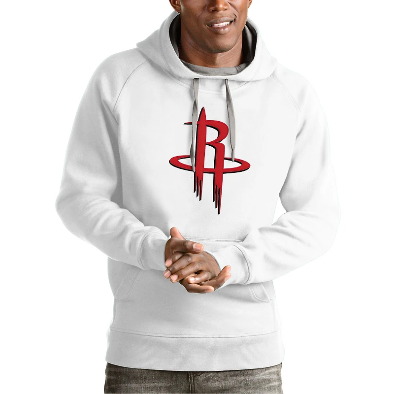 Men's Antigua White Houston Rockets Team Logo Victory Pullover Hoodie