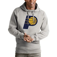 Men's Antigua Heather Gray Indiana Pacers Team Logo Victory Pullover Hoodie