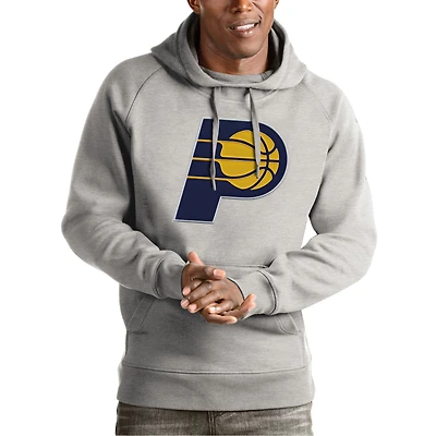 Men's Antigua Heather Gray Indiana Pacers Team Logo Victory Pullover Hoodie