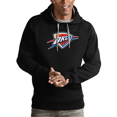Men's Antigua Black Oklahoma City Thunder Team Logo Victory Pullover Hoodie