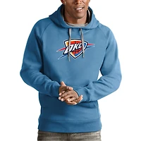 Men's Antigua Light Blue Oklahoma City Thunder Team Logo Victory Pullover Hoodie