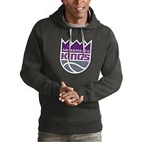 Men's Antigua Charcoal Sacramento Kings Team Logo Victory Pullover Hoodie