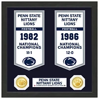 Highland Mint Penn State Nittany Lions 12" x 15" Two-Time Football National Champions Banner Collection Photo Mint