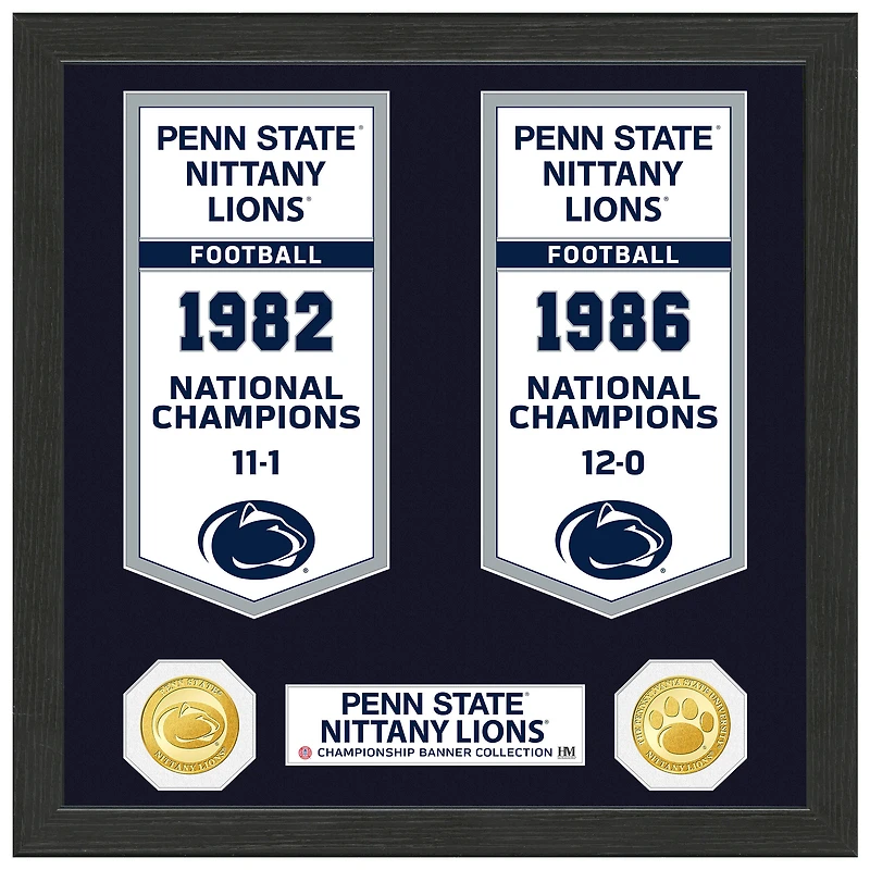 Highland Mint Penn State Nittany Lions 12" x 15" Two-Time Football National Champions Banner Collection Photo Mint