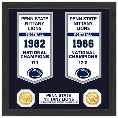 Highland Mint Penn State Nittany Lions 12" x 15" Two-Time Football National Champions Banner Collection Photo Mint