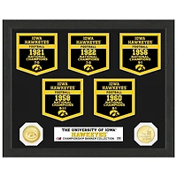 Highland Mint Iowa Hawkeyes 12" x 15" Five-Time Football National Champions Banner Collection Photo Mint
