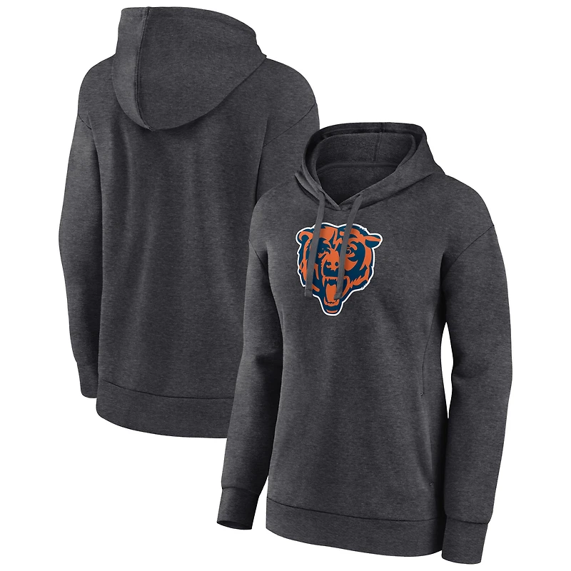 Women's Charcoal Chicago Bears Primary Logo Pullover Hoodie