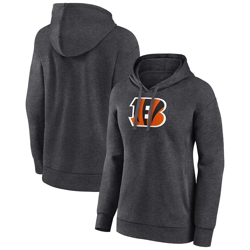 Women's Charcoal Cincinnati Bengals Primary Logo Pullover Hoodie