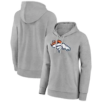 Women's Gray Denver Broncos Primary Logo Pullover Hoodie