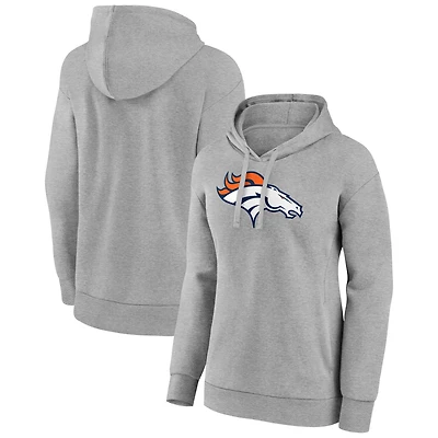 Women's Gray Denver Broncos Primary Logo Pullover Hoodie