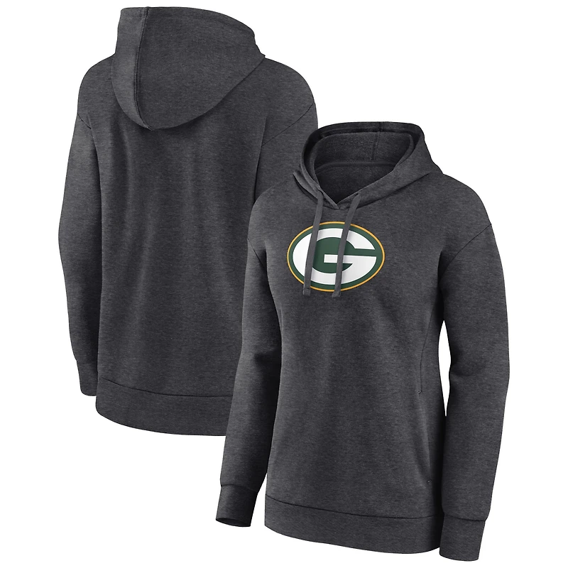 Women's Charcoal Green Bay Packers Primary Logo Pullover Hoodie