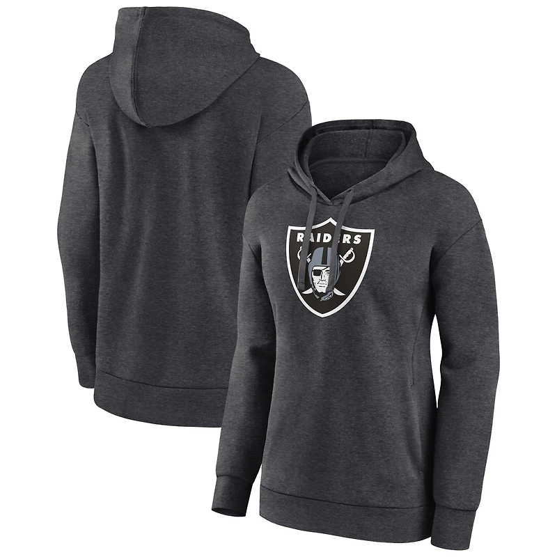 Women's Charcoal Las Vegas Raiders Primary Logo Pullover Hoodie