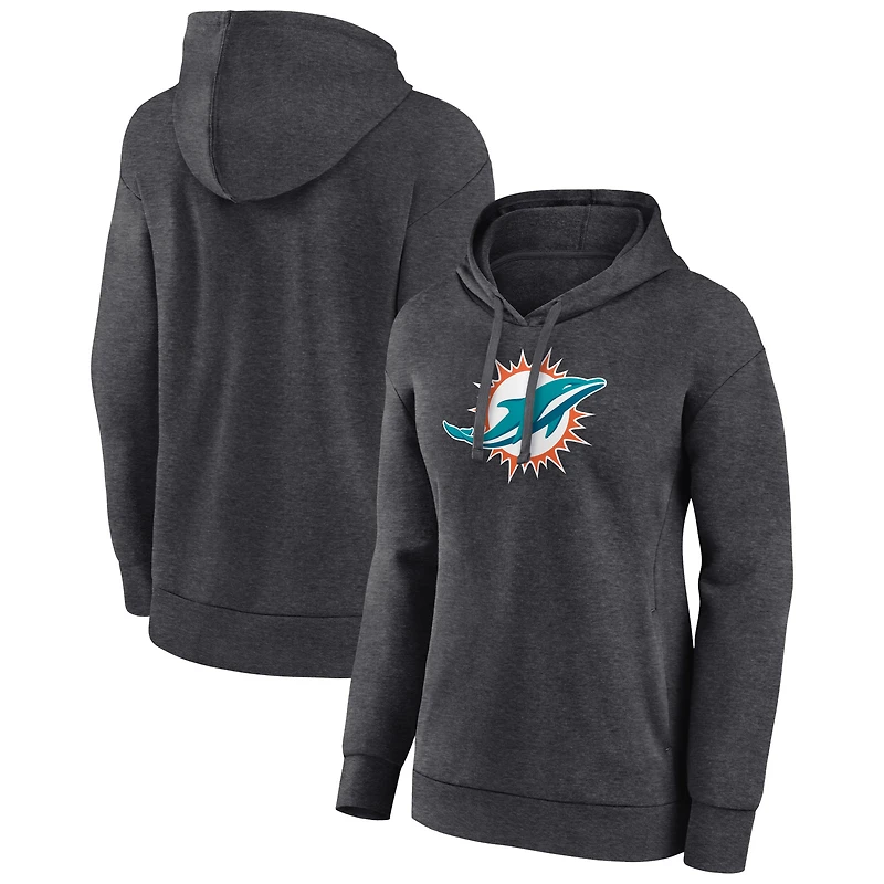 Women's Charcoal Miami Dolphins Primary Logo Pullover Hoodie