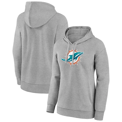 Women's Gray Miami Dolphins Primary Logo Pullover Hoodie