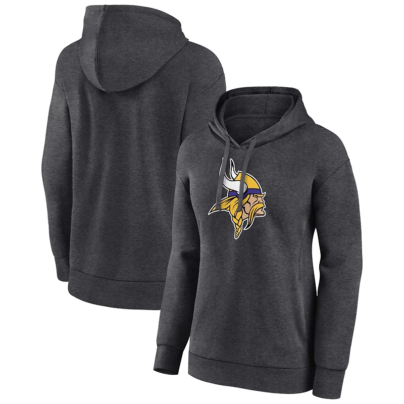 Women's Charcoal Minnesota Vikings Primary Logo Pullover Hoodie