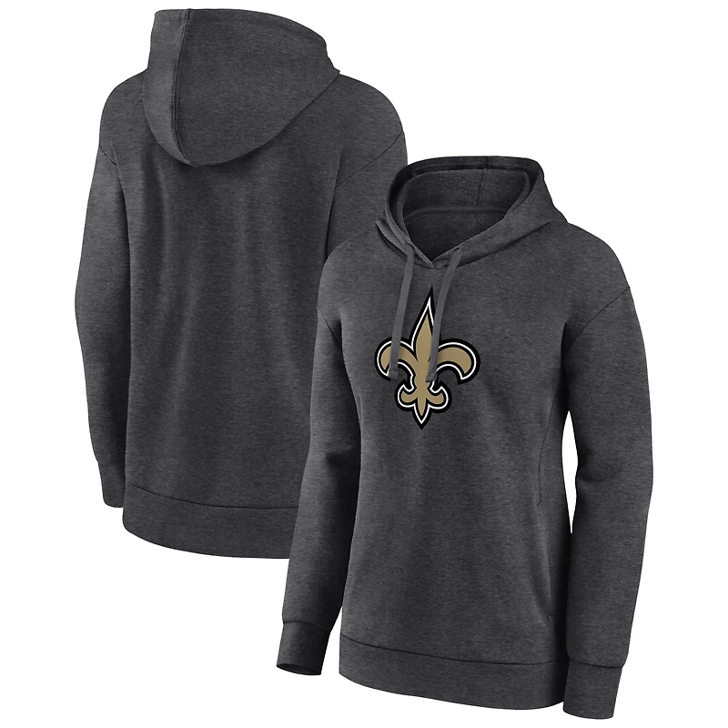 Women's Charcoal New Orleans Saints Primary Logo Pullover Hoodie