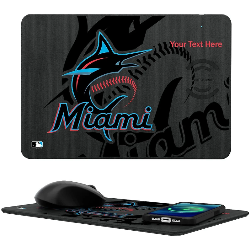 Miami Marlins Personalized Wireless Charger & Mouse Pad