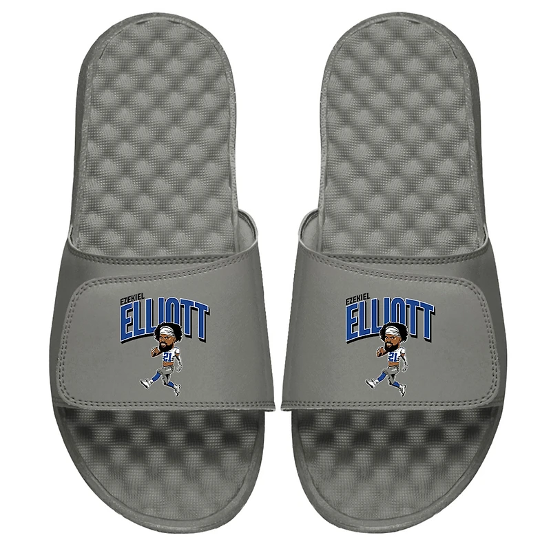 ISlide X BreakingT Ezekiel Elliot Gray NFLPA Caricature Slide Sandals