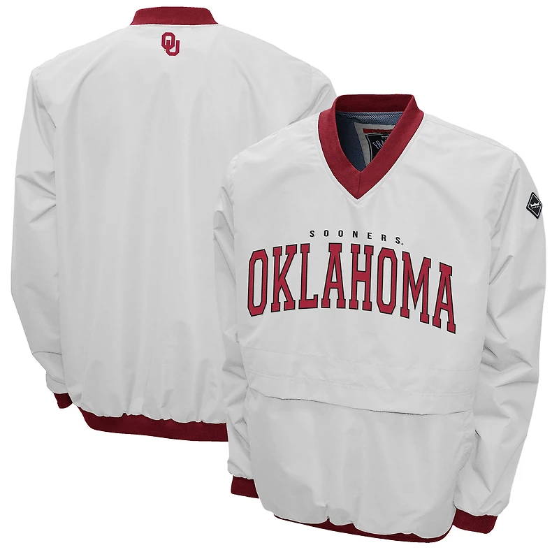 Men's Franchise Club White Oklahoma Sooners Members Windshell V-Neck Pullover Jacket