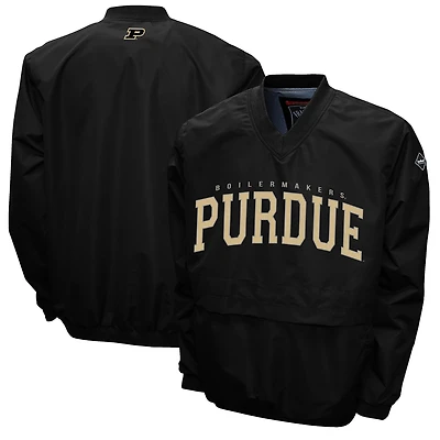 Men's Franchise Club Black Purdue Boilermakers Members Windshell V-Neck Pullover Jacket
