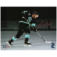 Jamie Oleksiak Seattle Kraken Autographed 11" x 14" Deep Sea Blue Jersey Shooting Spotlight Photograph - Limited Edition of 22