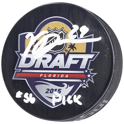 Vince Dunn Seattle Kraken Autographed 2015 NHL Draft Logo Hockey Puck with "#56 Pick" Inscription