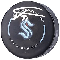 Philipp Grubauer Seattle Kraken Autographed Official Game Puck