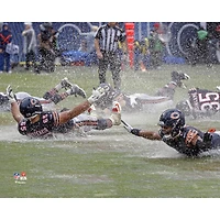 Chicago Bears Unsigned Celebrate Winning in the Rain Photograph