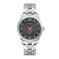 Men's Bulova Black Wisconsin Badgers Stainless Steel Corporate Collection Watch