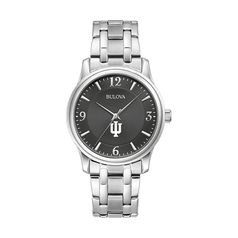 Men's Bulova Black Indiana Hoosiers Stainless Steel Corporate Collection Watch
