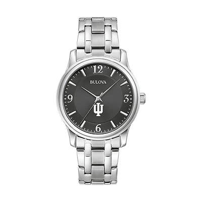 Men's Bulova Black Indiana Hoosiers Stainless Steel Corporate Collection Watch