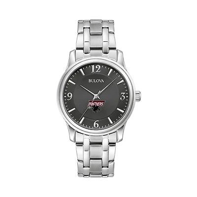 Men's Bulova Black Clark Atlanta University Panthers Stainless Steel Corporate Collection Watch