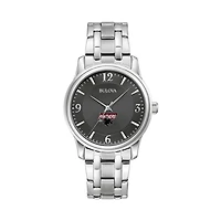 Men's Bulova Black Clark Atlanta University Panthers Stainless Steel Corporate Collection Watch