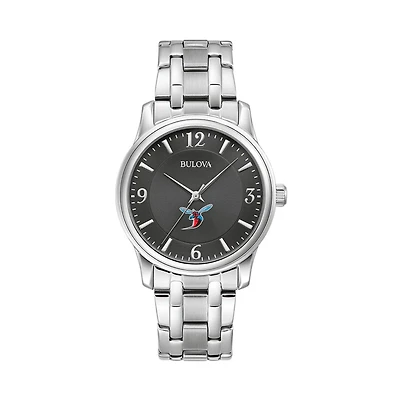 Men's Bulova Black Delaware State Hornets Stainless Steel Corporate Collection Watch